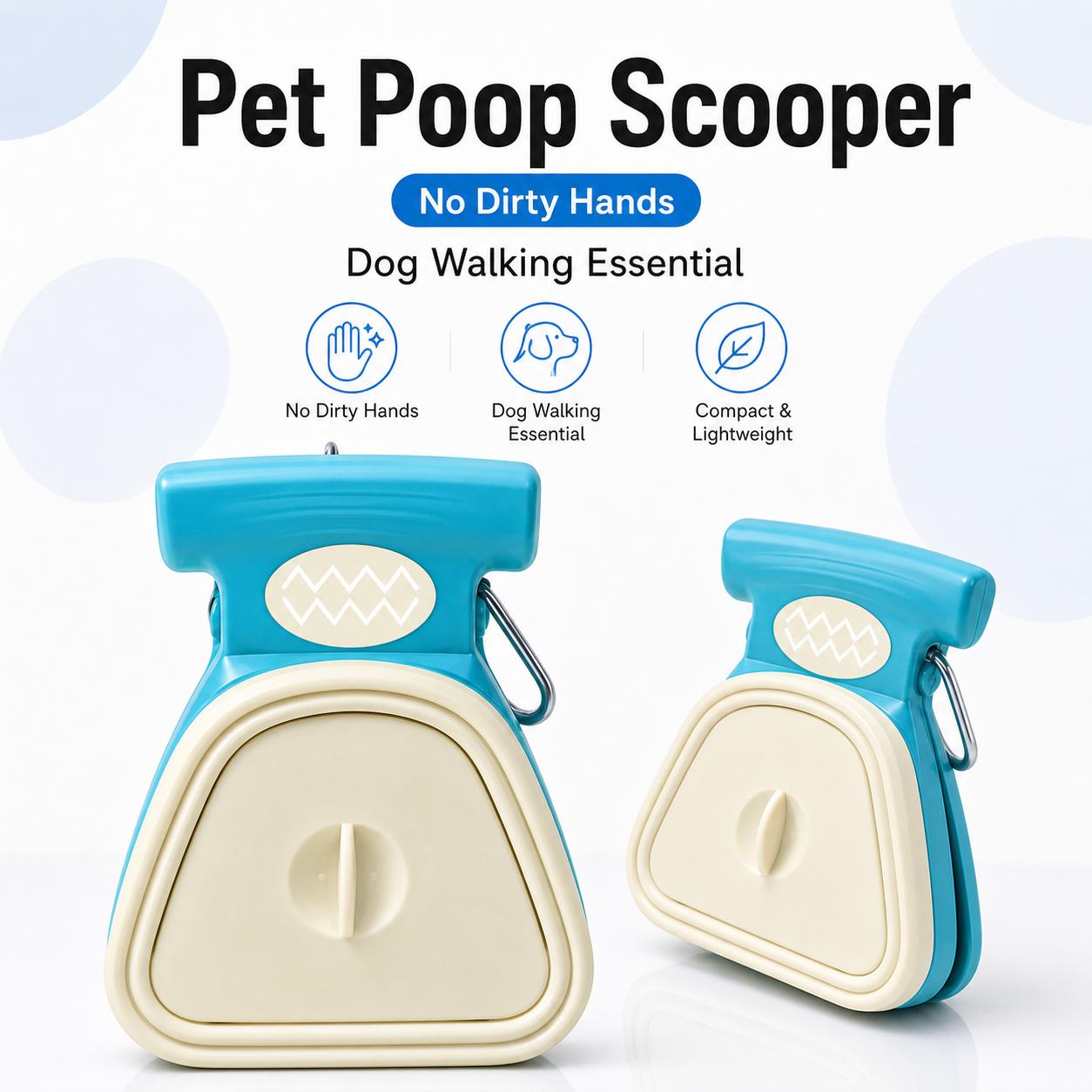 Portable Dog Poop Scooper with Sealed Lid, Leakproof & Foldable
