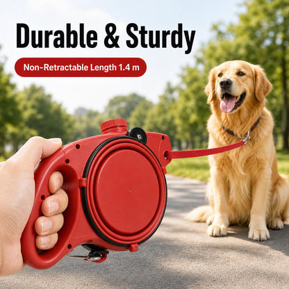 3-in-1 Retractable Dog Leash with Water Bottle & Bowl