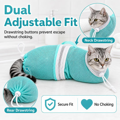 Cat Grooming & Bathing Net Bag - Anti-Scratch Restraint