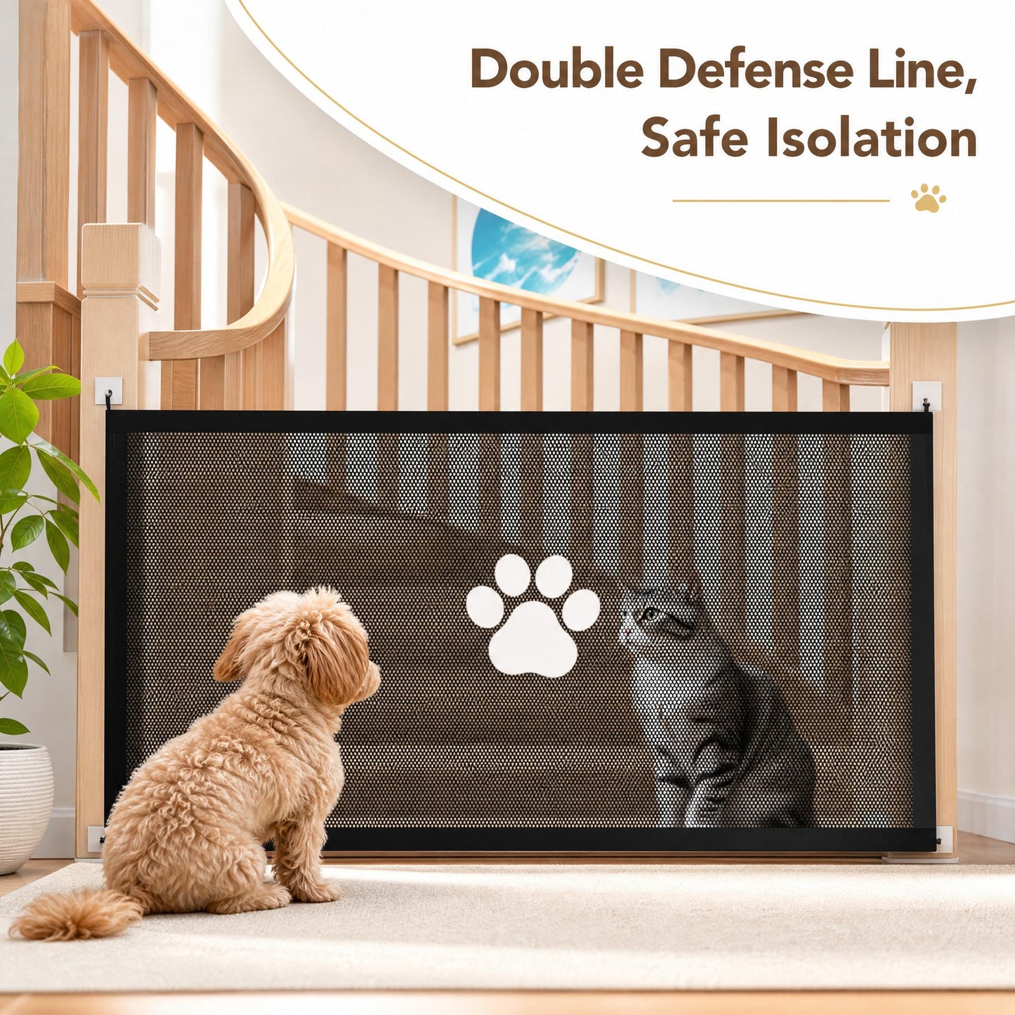 Easy-Install Mesh Pet Gate - No-Drill Safety Barrier