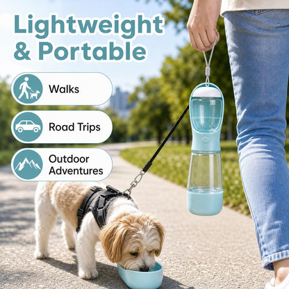 3-in-1 Portable Dog Water Bottle with Bowl & Food Cup