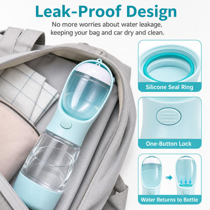 3-in-1 Portable Dog Water Bottle with Bowl & Food Cup