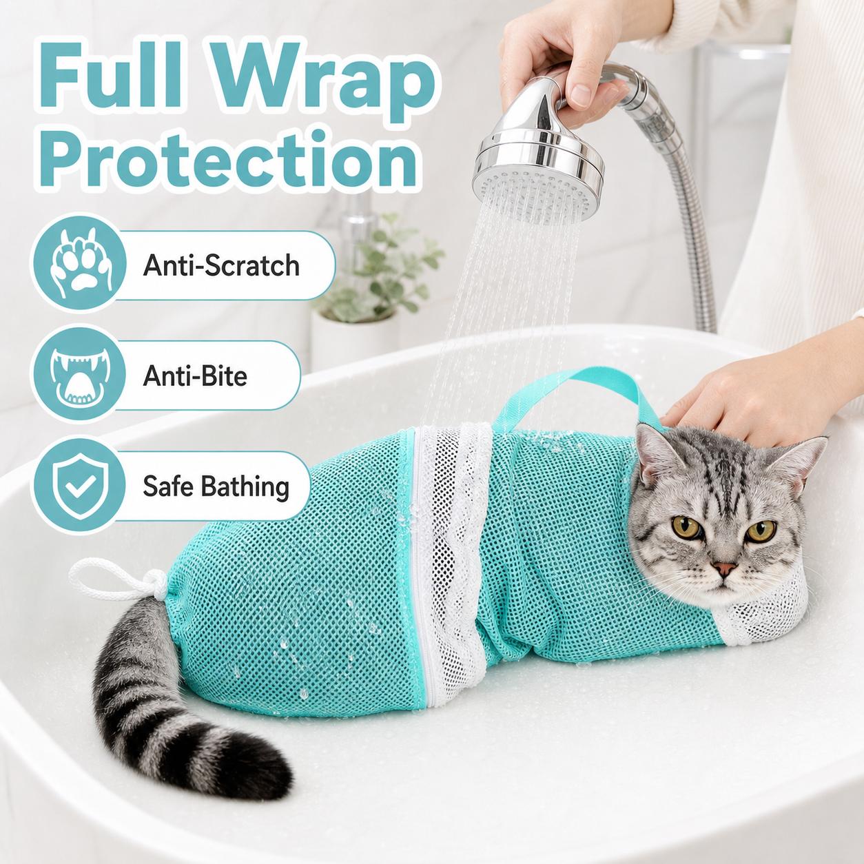 Cat Grooming & Bathing Net Bag - Anti-Scratch Restraint