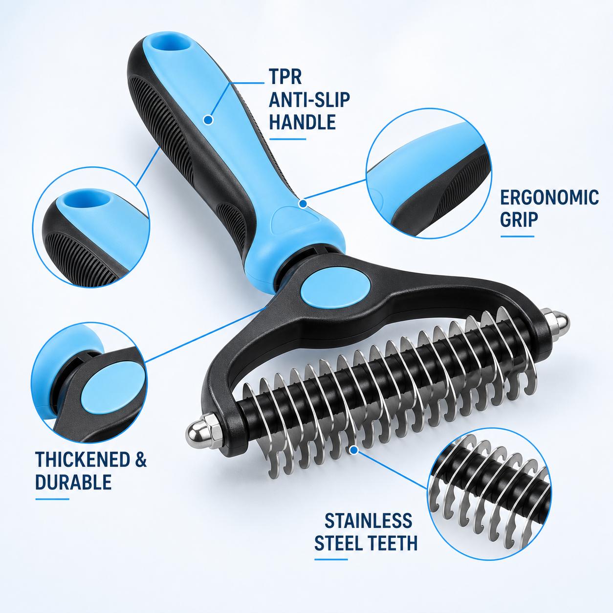 Pet Undercoat Rake - Dog & Cat Deshedding & Dematting Brush