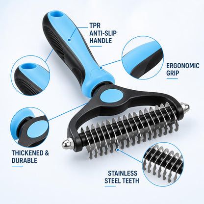 Pet Undercoat Rake - Dog & Cat Deshedding & Dematting Brush