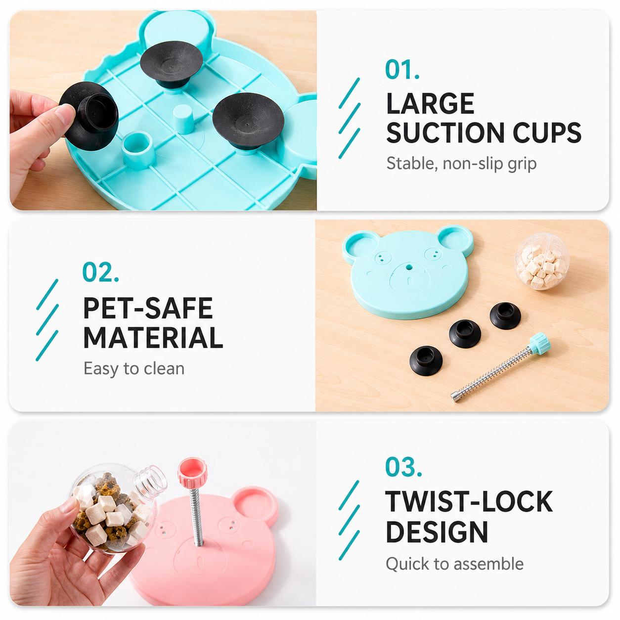 3-in-1 Interactive Treat Dispenser & Slow Feeder Toy