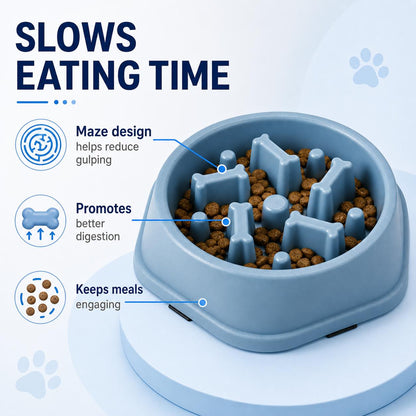 Slow Feeder Bowl for Dogs & Cats - Anti-Gulp Maze