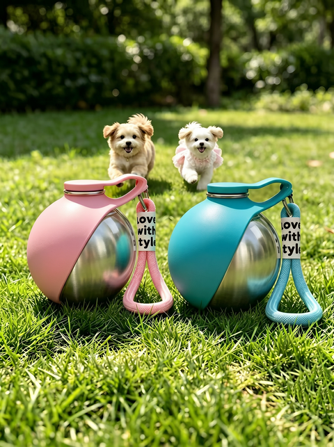 2-in-1 Pet Travel Water Bottle with Folding Bowl