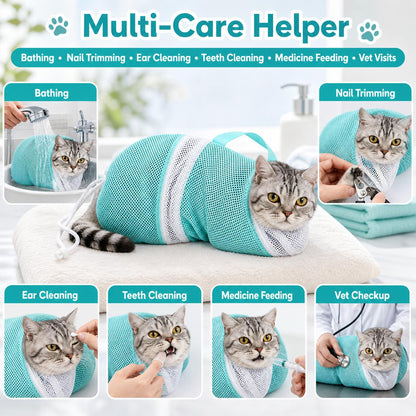 Cat Grooming & Bathing Net Bag - Anti-Scratch Restraint