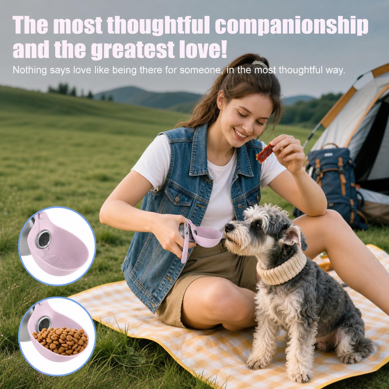 2-in-1 Pet Travel Water Bottle with Folding Bowl