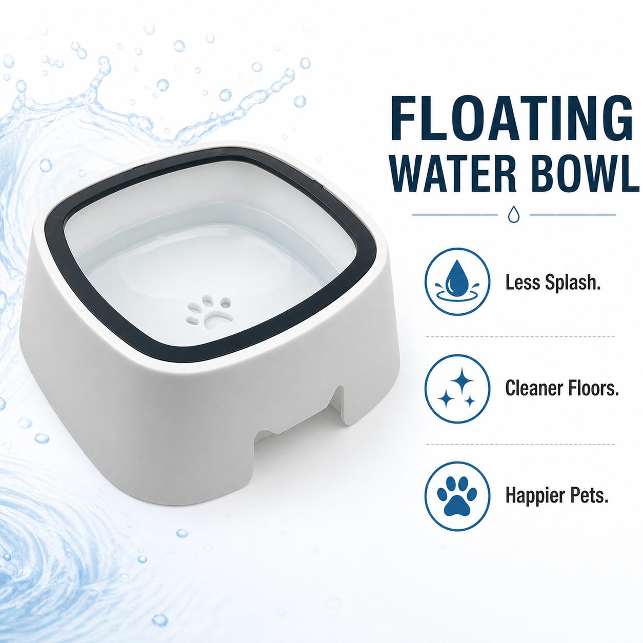 Anti-Splash Floating Water Bowl for Dogs & Cats