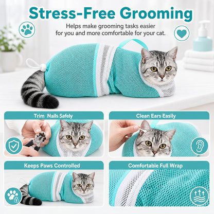 Cat Grooming & Bathing Net Bag - Anti-Scratch Restraint