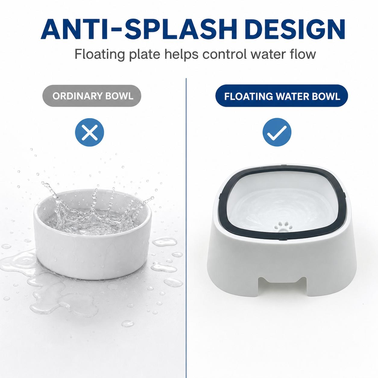 Anti-Splash Floating Water Bowl for Dogs & Cats