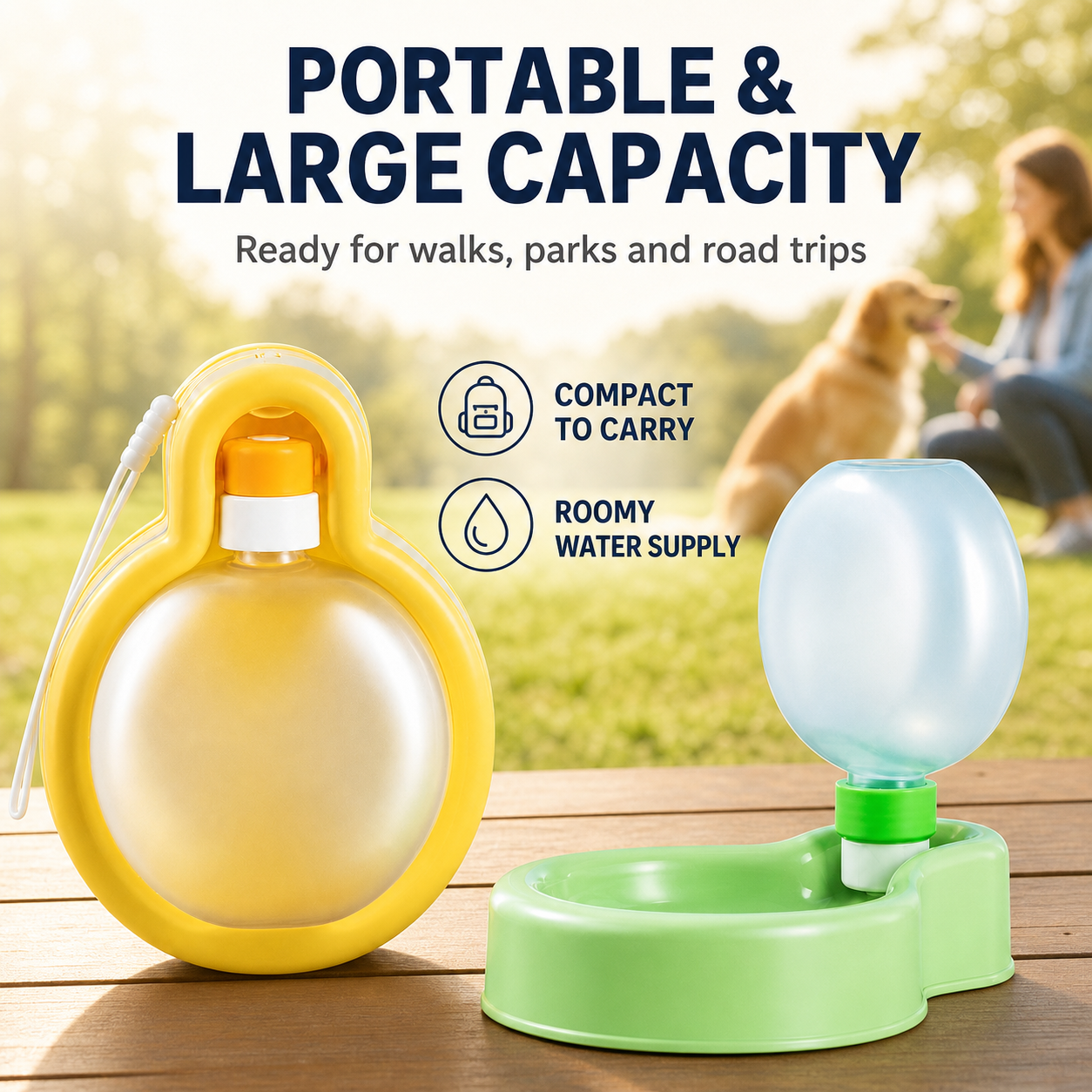 2-in-1 Portable Pet Water Bottle & Feeder
