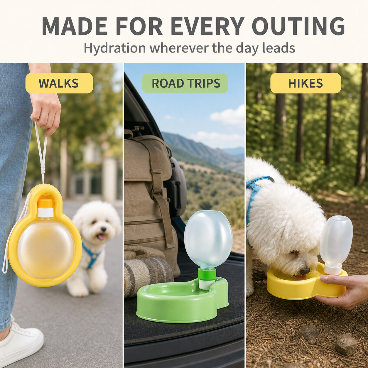 2-in-1 Portable Pet Water Bottle & Feeder